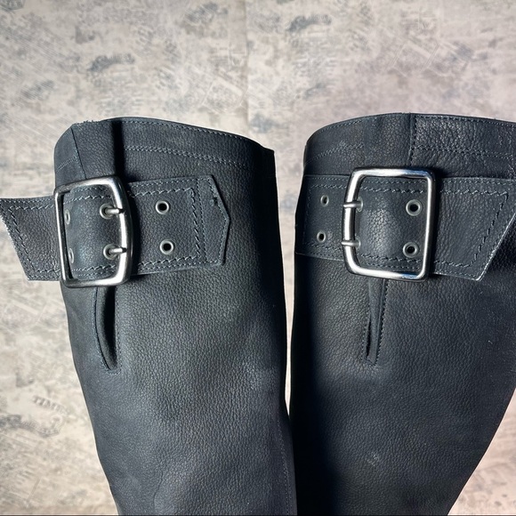 Paul Green Women's Black Suede Leather Buckle Zippered Tall Boots - Picture 13 of 15